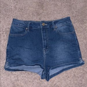 High Waisted Stretch Jean Shorts